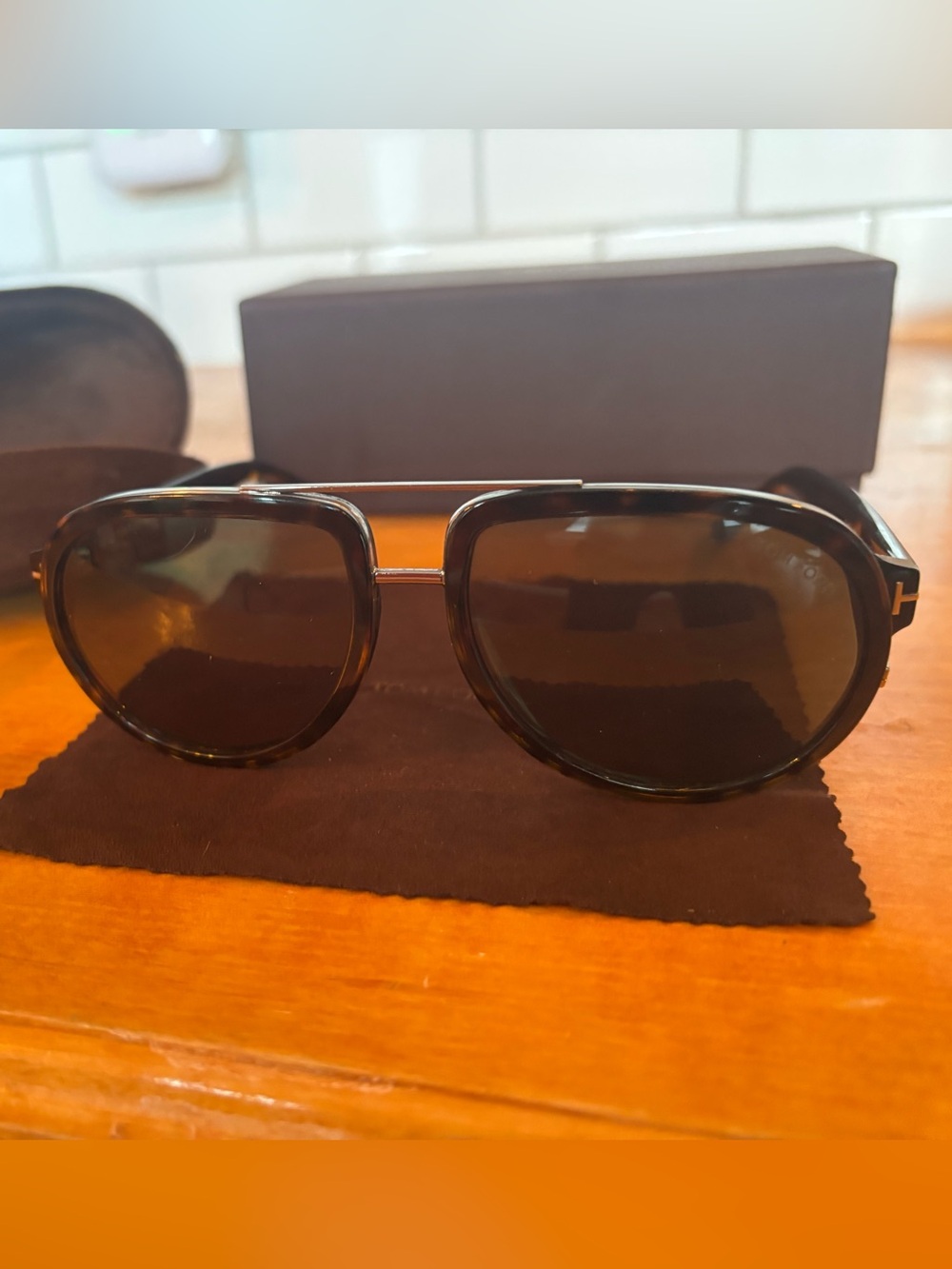 Tom Ford Geoffrey Polarized Tortoise Shell Aviator Sunglasses